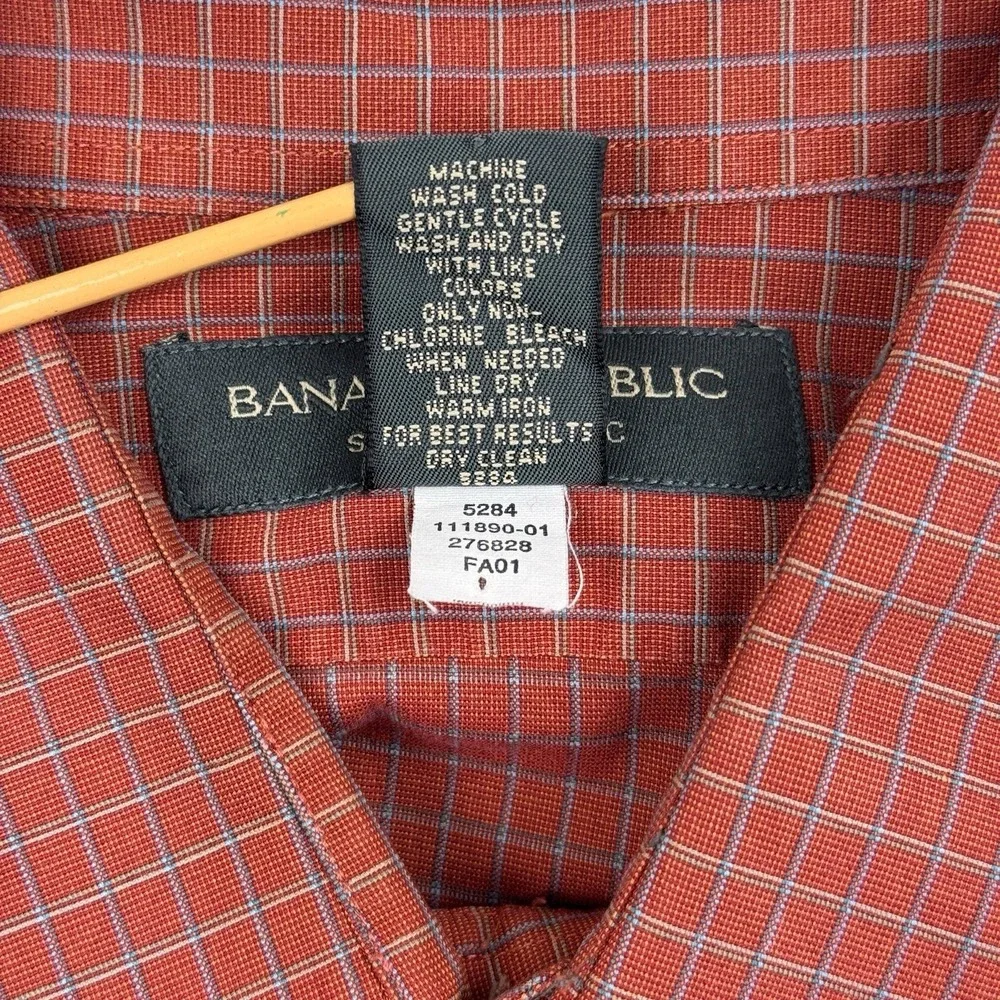 BANANA REPUBLIC Men's Large Stretch Classic Button Down Shirt Rust Red‎ Casual